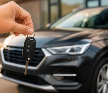 Lease a Car With a Bad Credit Score – hand holding car keys in front of a black SUV